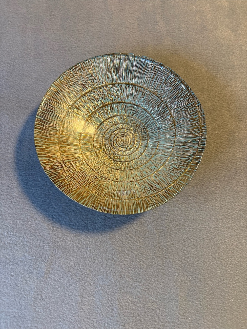 Decorative Textured Glass Bowl Gold & Blueish green